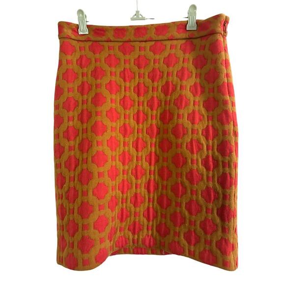 Charlie & Robin ANTHROPOLOGIE Wool Blend Orange Gold Skirt - Sz 4 - Picture 2 of 5